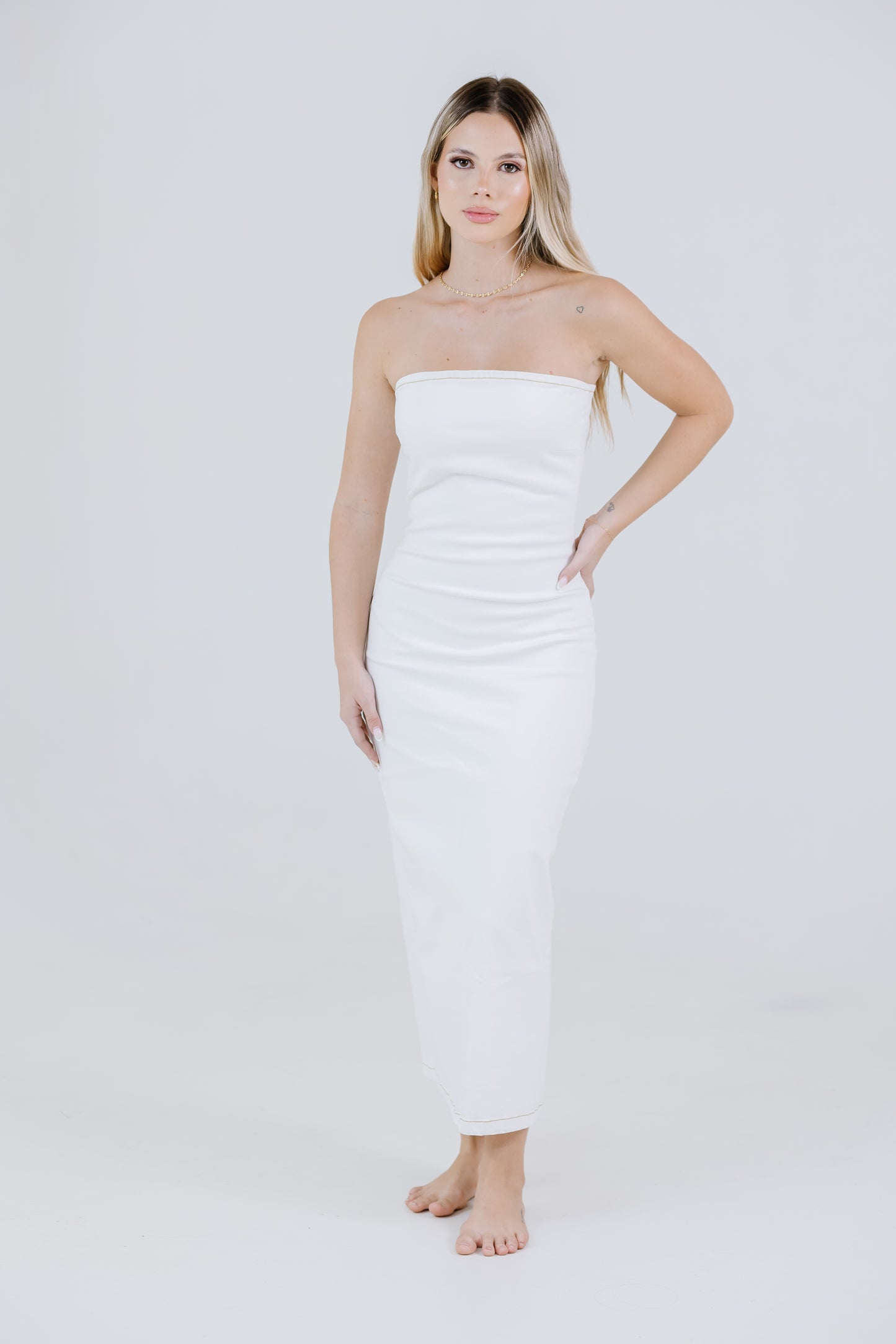 MAXI DRESS DENIM STRETCH BEIGE