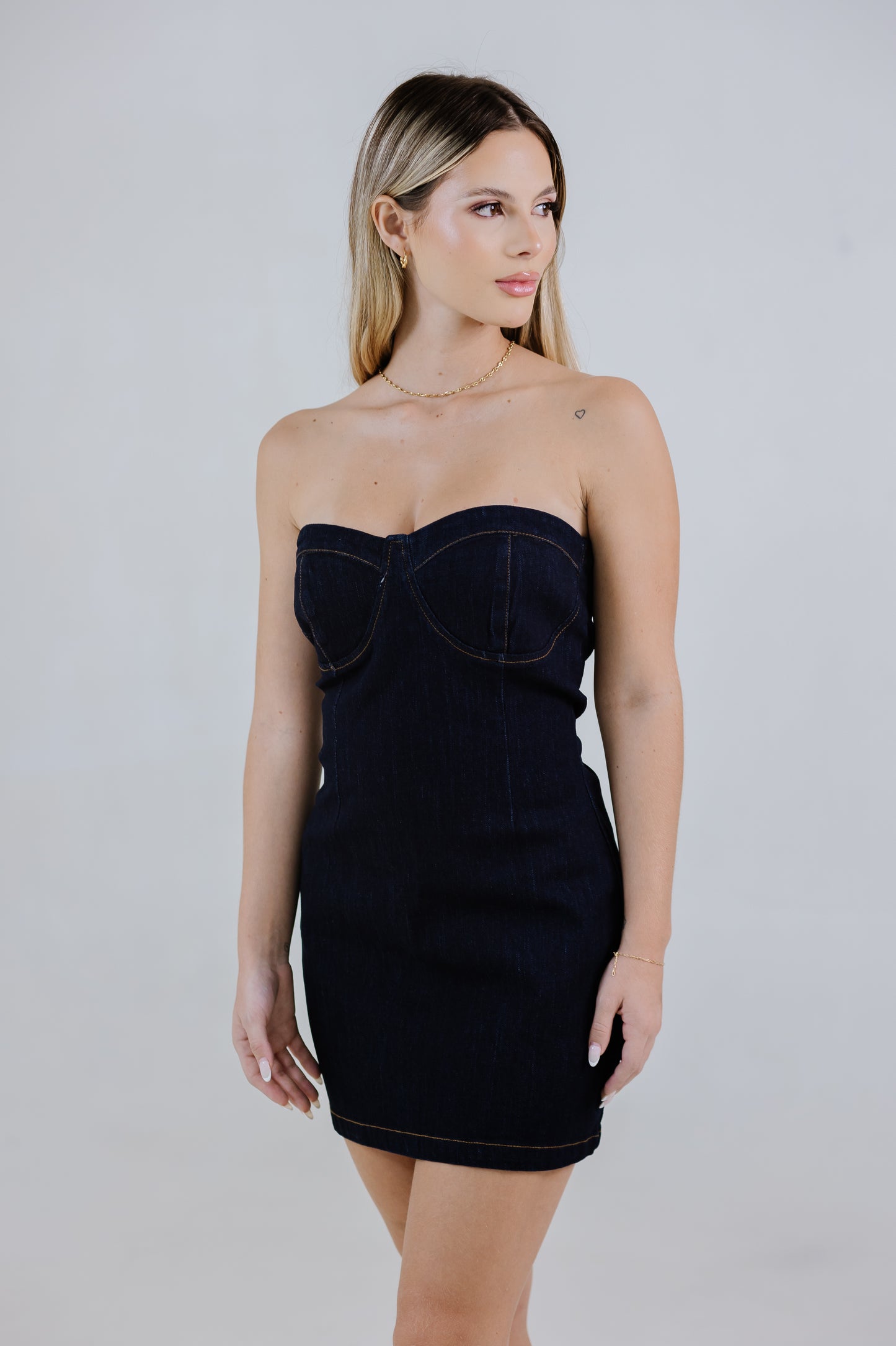 MINI DRESS DENIM DARK BLUE