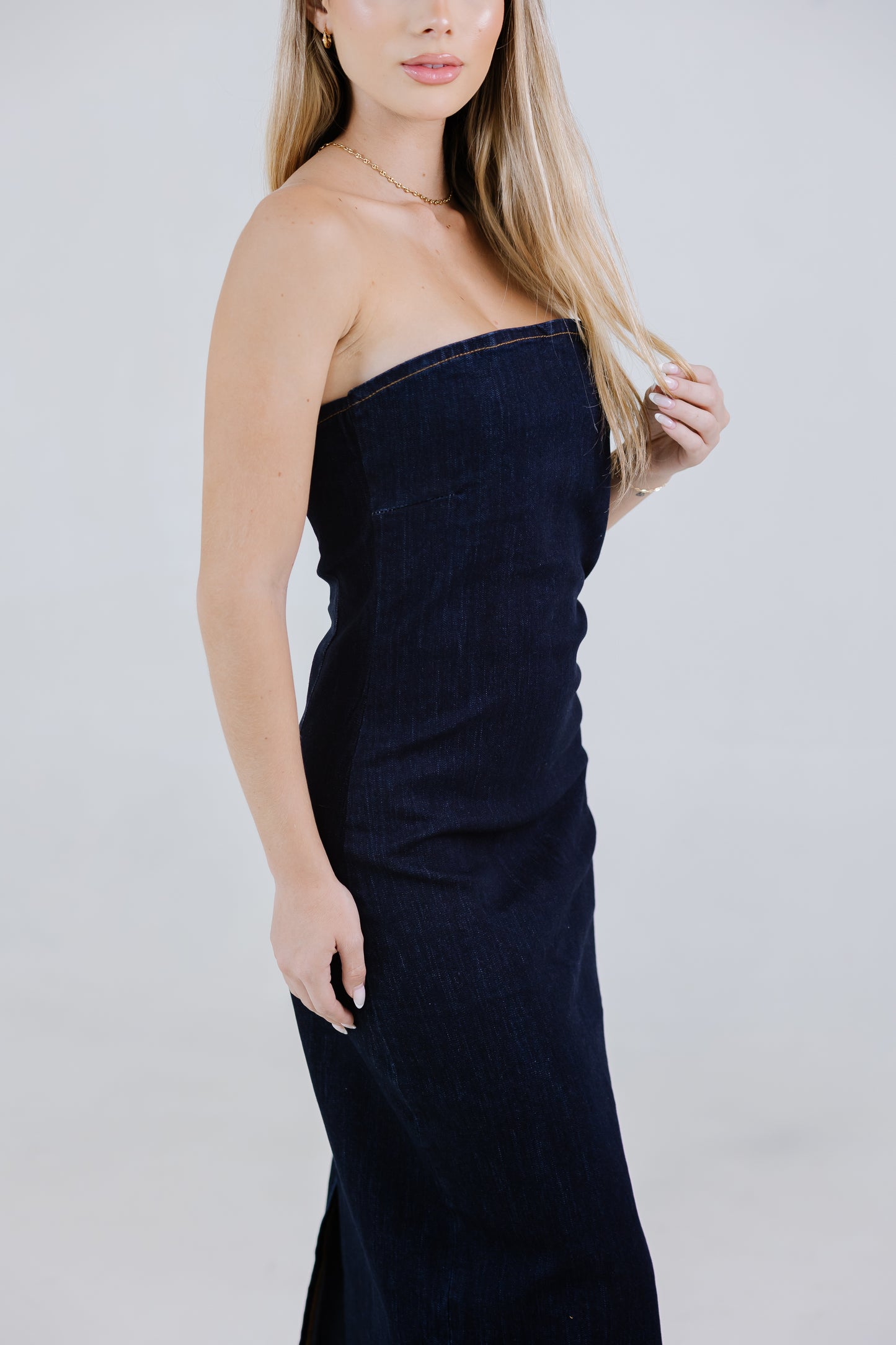 MAXI DRESS DENIN STRETCH DARK BLUE