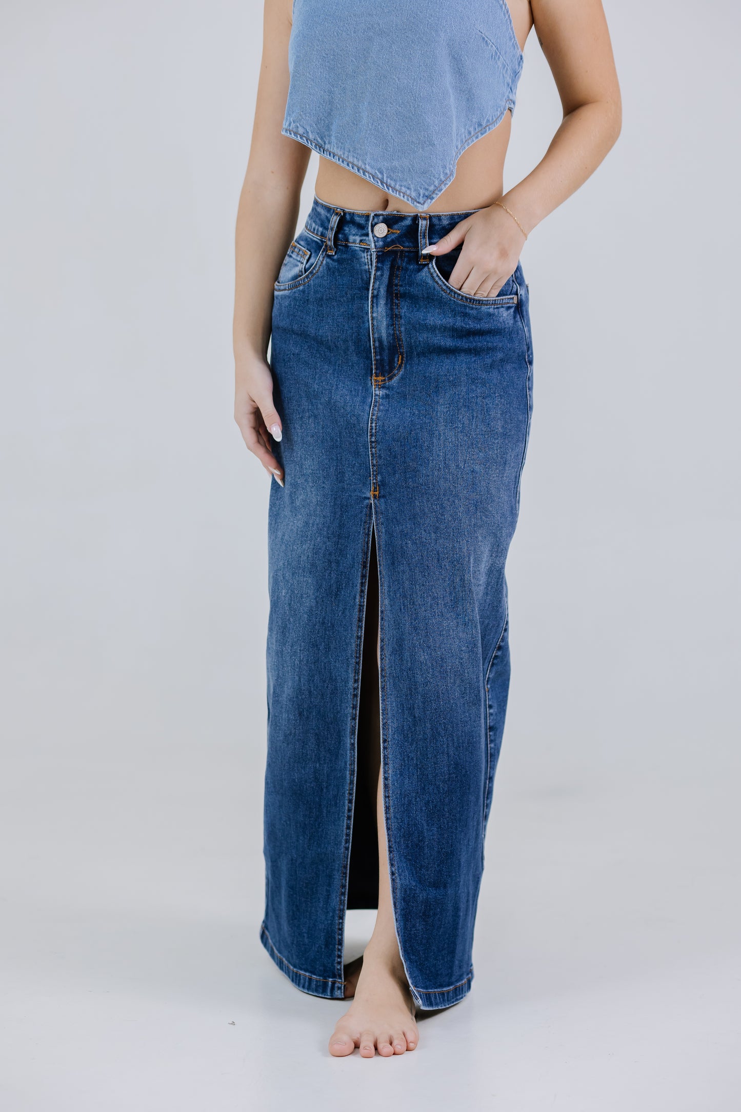 MAXI FALDA DENIM STRECH