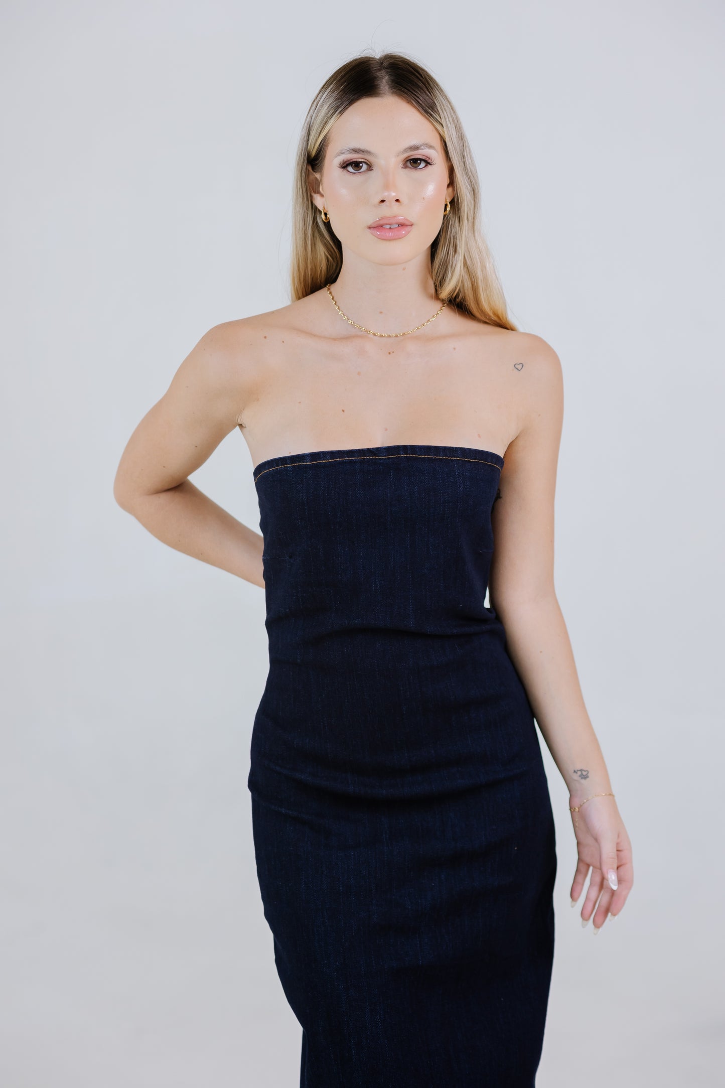 MAXI DRESS DENIN STRETCH DARK BLUE