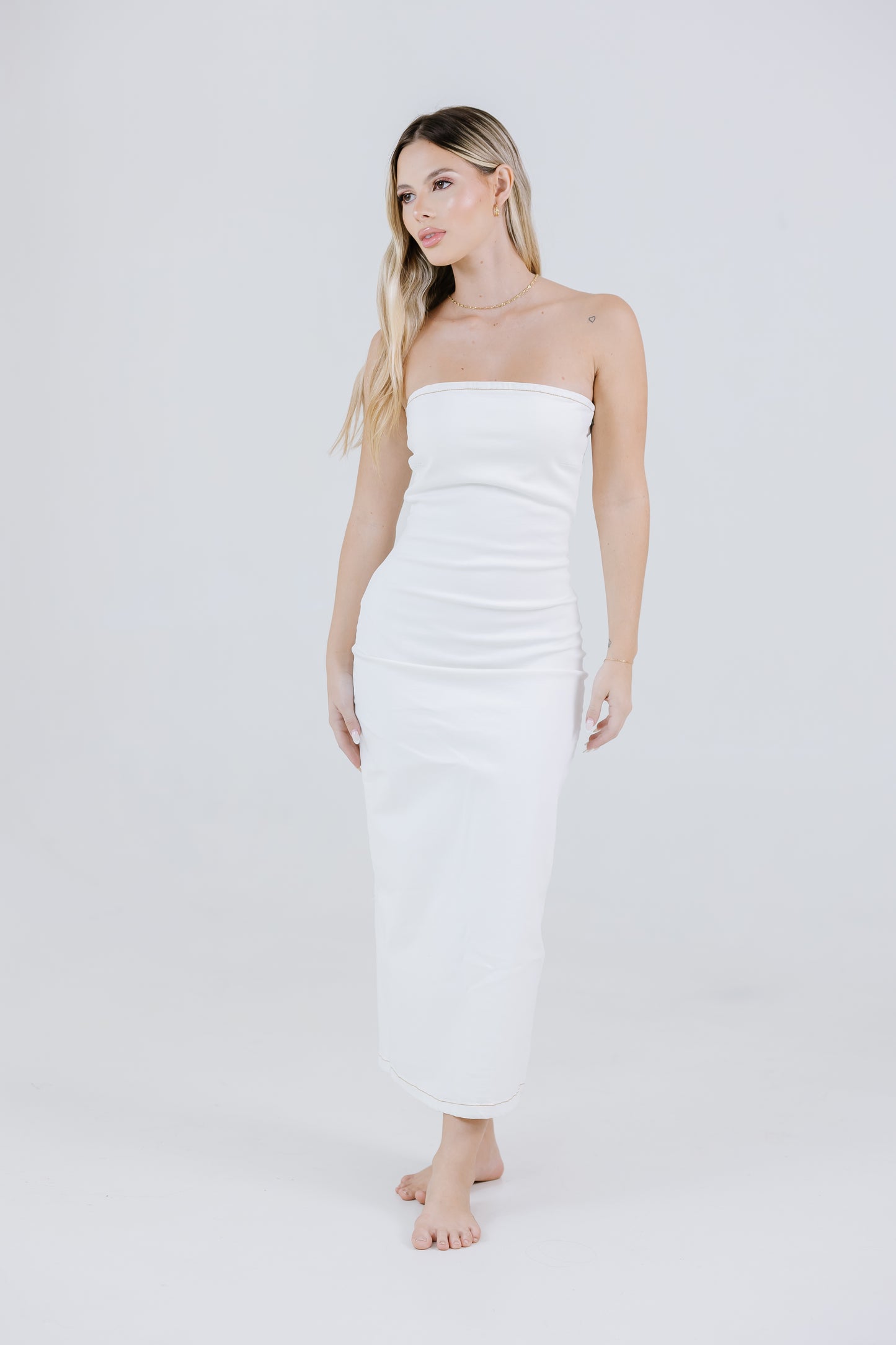 MAXI DRESS DENIM STRETCH BEIGE