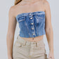 CROP TOP BOTONES FLECOS DARK BLUE