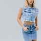 CHALECO CROP DENIM LISO