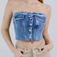CROP TOP BOTONES FLECOS DARK BLUE