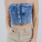 CROP TOP BOTONES FLECOS DARK BLUE