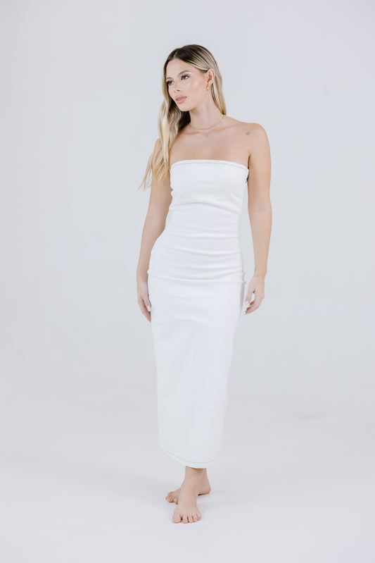MAXI DRESS DENIM STRETCH BEIGE
