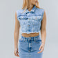 CHALECO CROP DENIM LISO