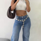 WIDE LEG FLARED DARK BLUE
